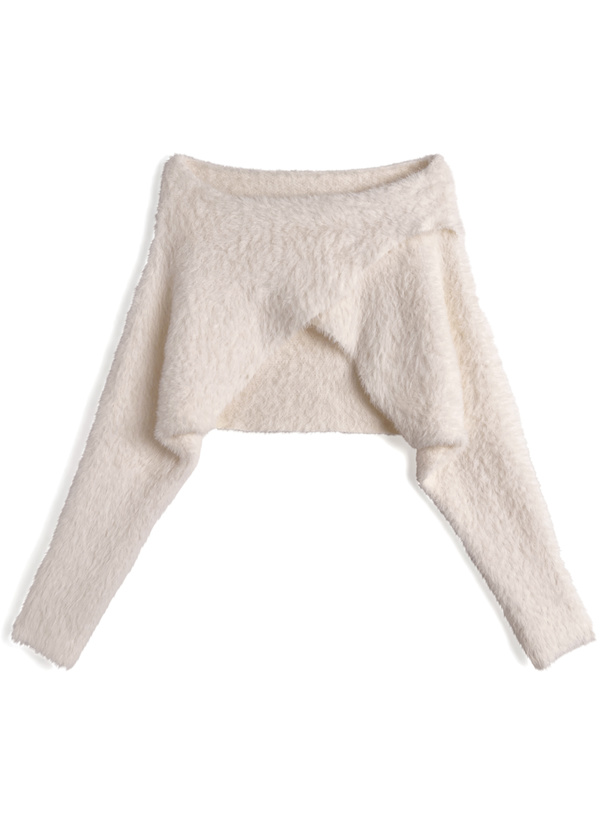 クロップド丈クロストップス×キャミソールシャギーニットアンサンブル