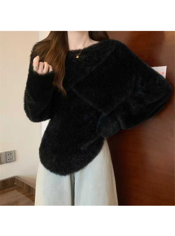 クロップド丈クロストップス×キャミソールシャギーニットアンサンブル