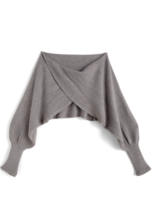 クロスデザインボレロ×キャミソールワンピースリブニットセットアップ