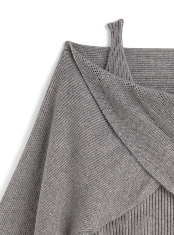 クロスデザインボレロ×キャミソールワンピースリブニットセットアップ