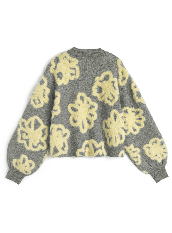 花柄ジャガードショート丈ニットトップス[ab165f] | レディース