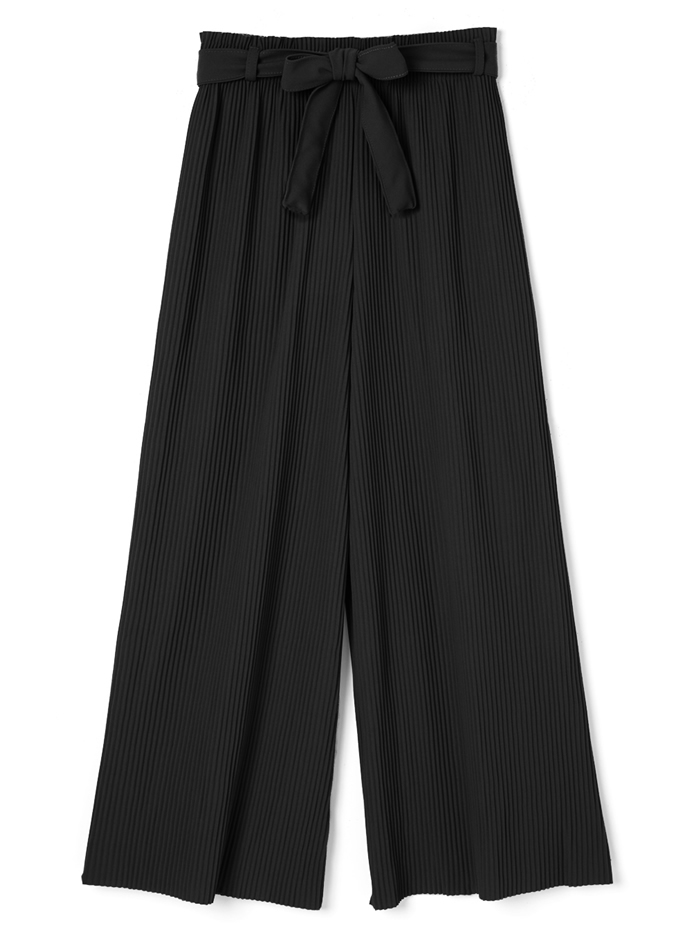 ウエストリボンプリーツワイドパンツ