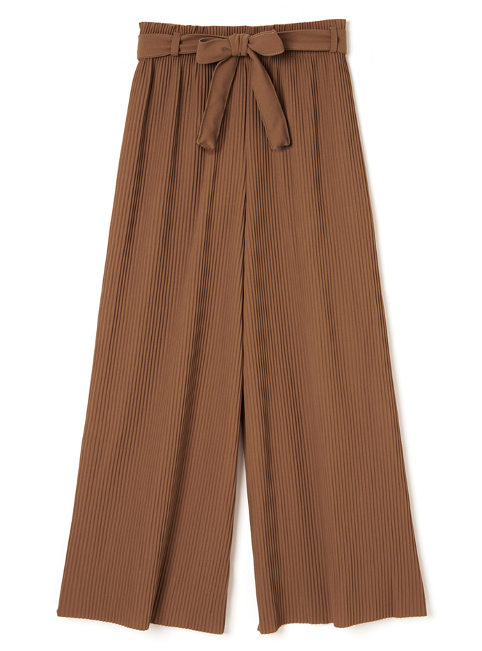ウエストリボンプリーツワイドパンツ