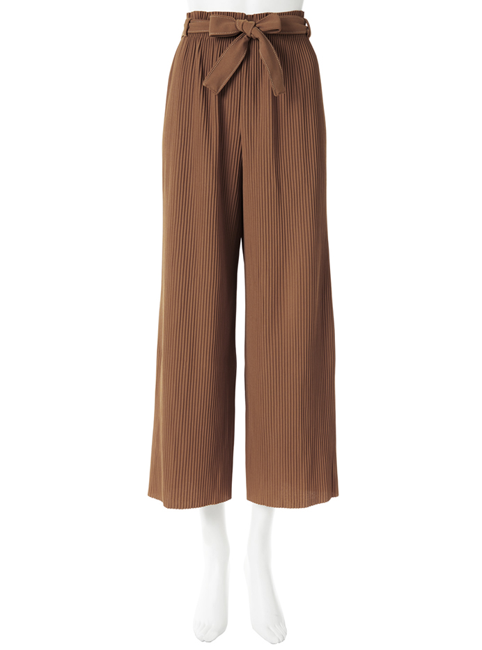 ウエストリボンプリーツワイドパンツ