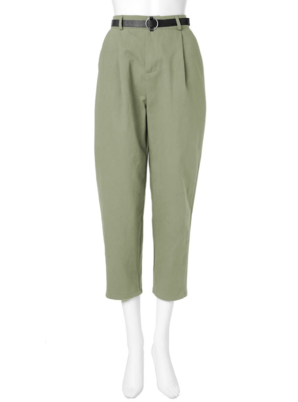 ベルト付きテーパードパンツ