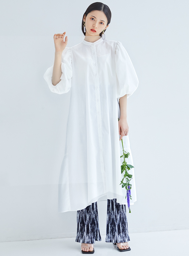 ニュアンス柄フレアプリーツパンツ