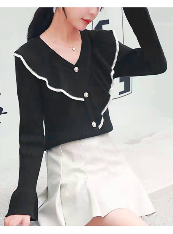 アシンメトリー配色フリルカーディガン