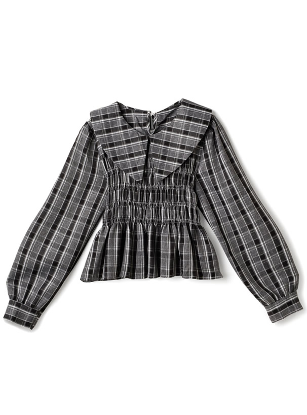 チェック柄ビッグカラーシャーリングシャツ