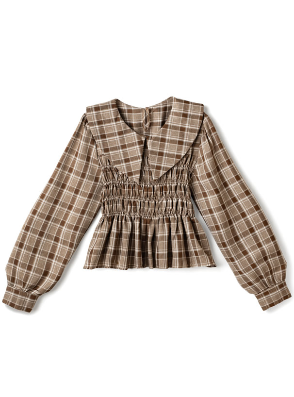チェック柄ビッグカラーシャーリングシャツ