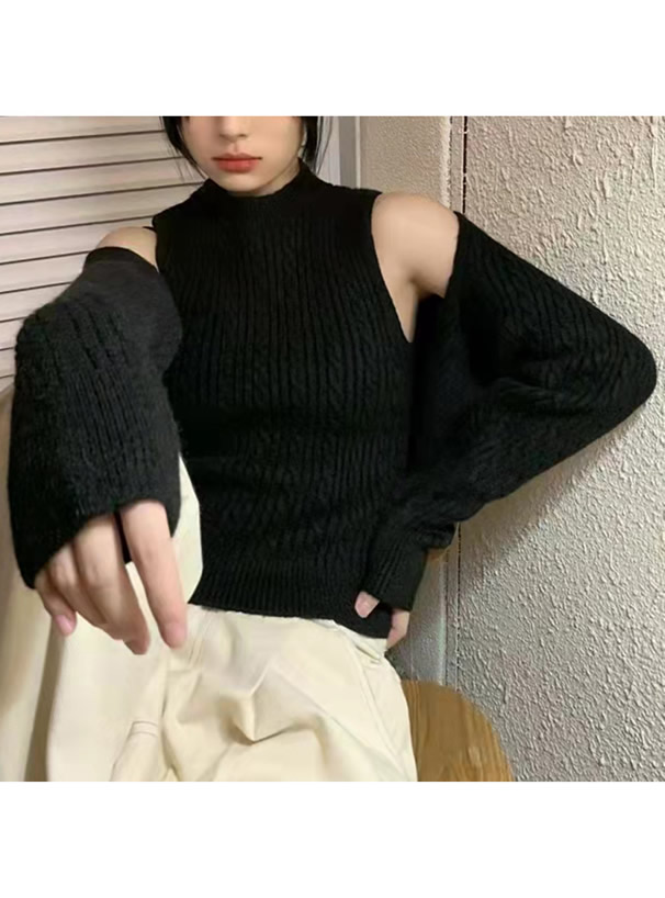 クロップド丈ボレロXハイネックタンクトップニットアンサンブル