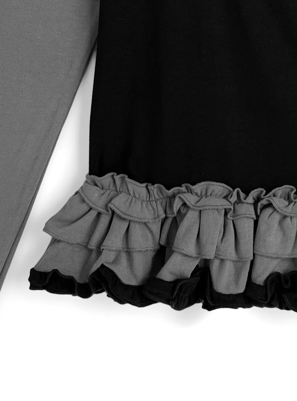 キャミレイヤード風ティアードフリルトップス