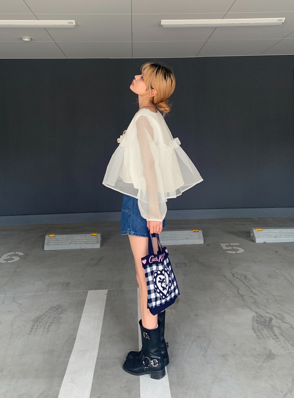 シアーフリルフレアブラウス