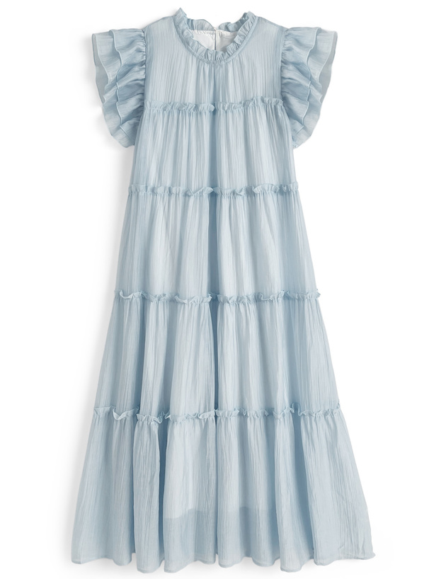 シアーティアードフリルロングワンピース