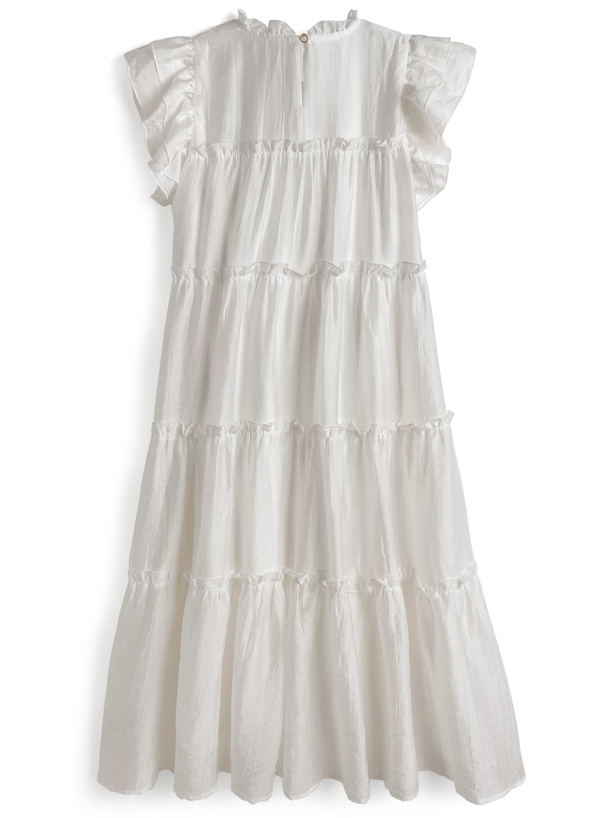 シアーティアードフリルロングワンピース