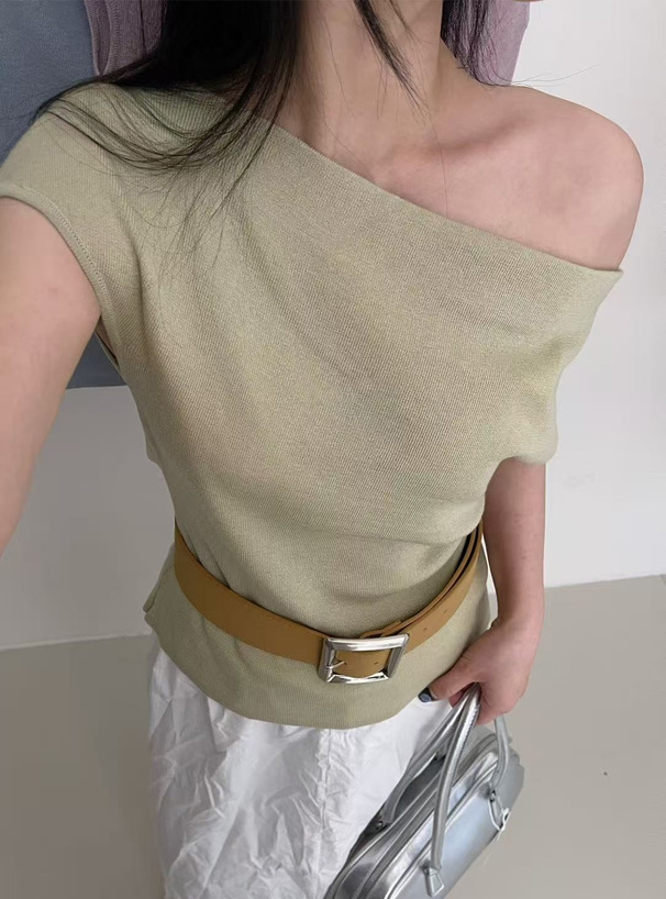 ドレープフレンチスリーブニットトップス