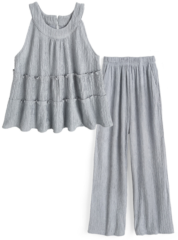 ティアードトップス×ワイドパンツセットアップ