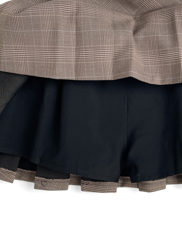 インパン裏地付チェック柄プリーツミニスカート[ac2563] | レディース