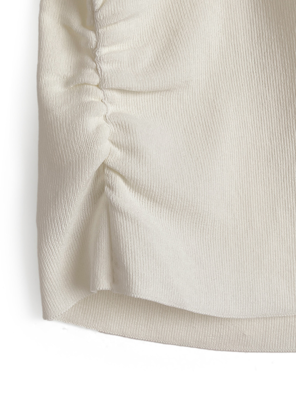 バックレースデザインサイドギャザーニットトップス[ac2567