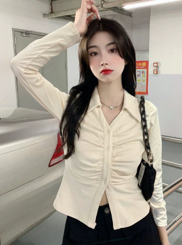 スキッパーギャザートップス