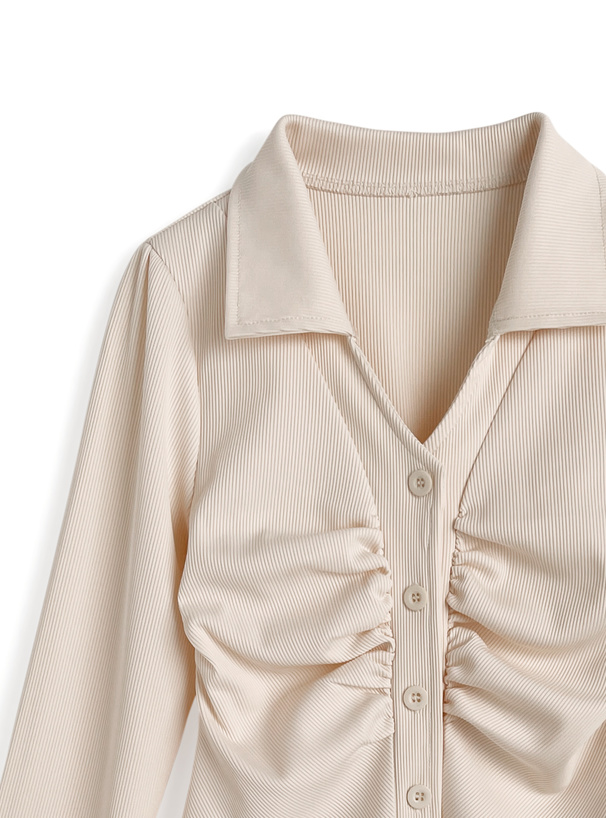 スキッパーギャザートップス