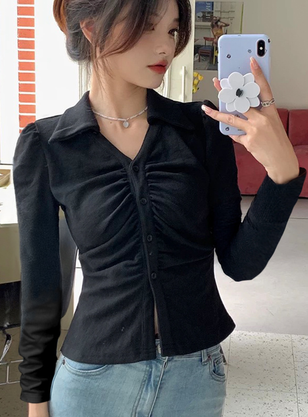 スキッパーギャザートップス