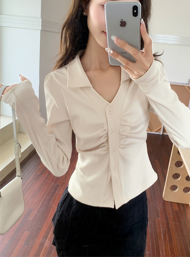 スキッパーギャザートップス