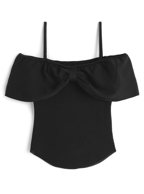 リボンカラーオフショルダートップス[ac2573]