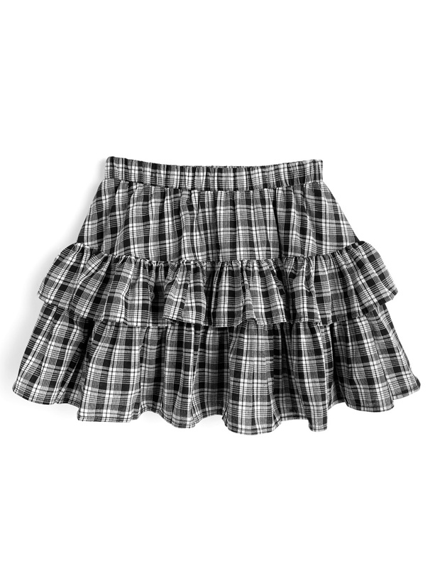 インパン付きチェック柄ティアードミニスカート[ac2574]