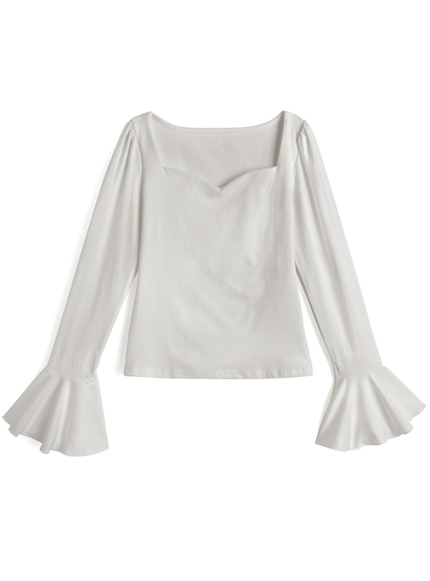 ハートネックフレアスリーブトップス