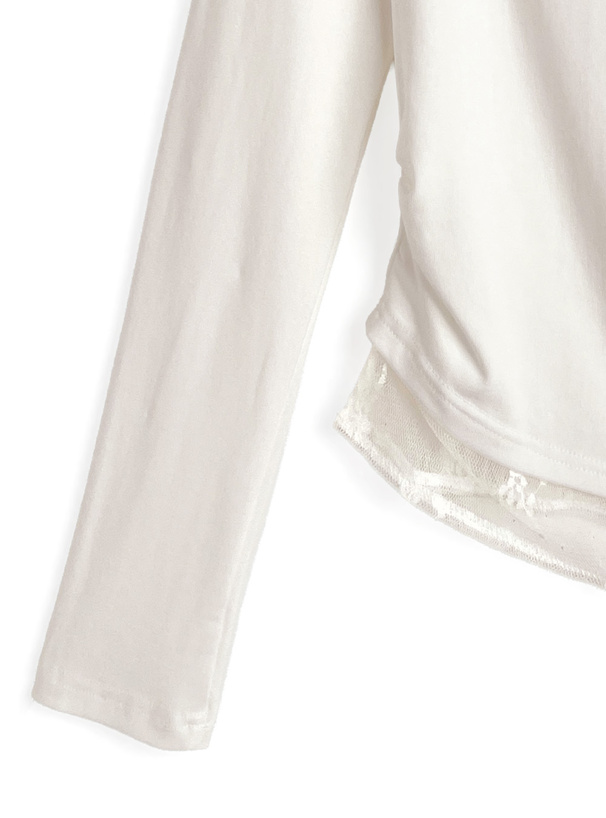 レースレイヤード風ワンショルダートップス