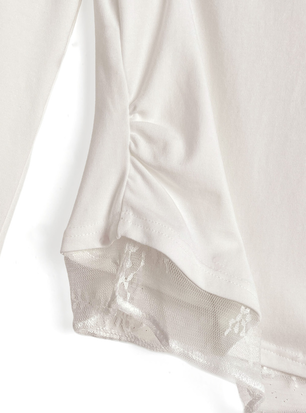 レースレイヤード風ワンショルダートップス