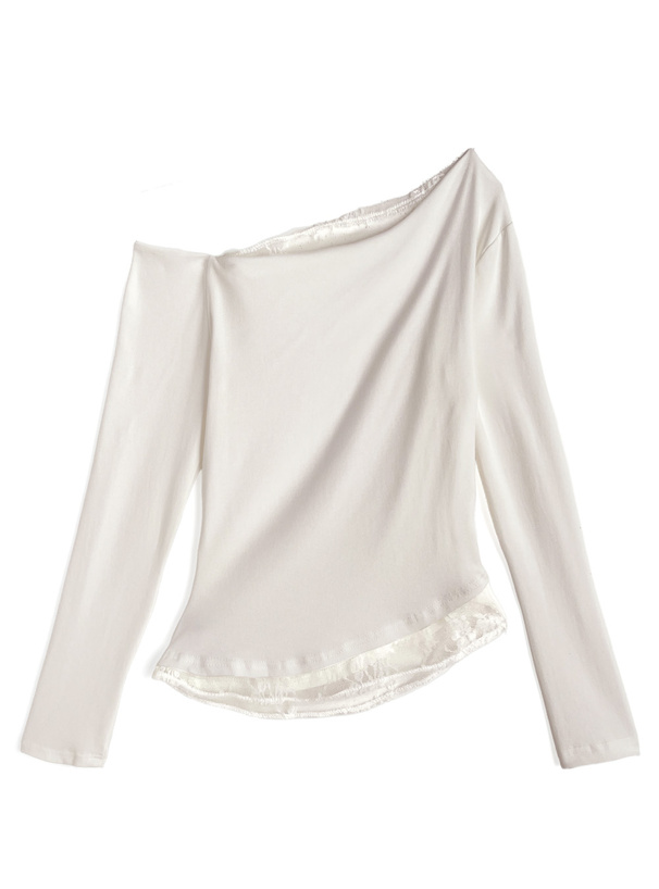 レースレイヤード風ワンショルダートップス