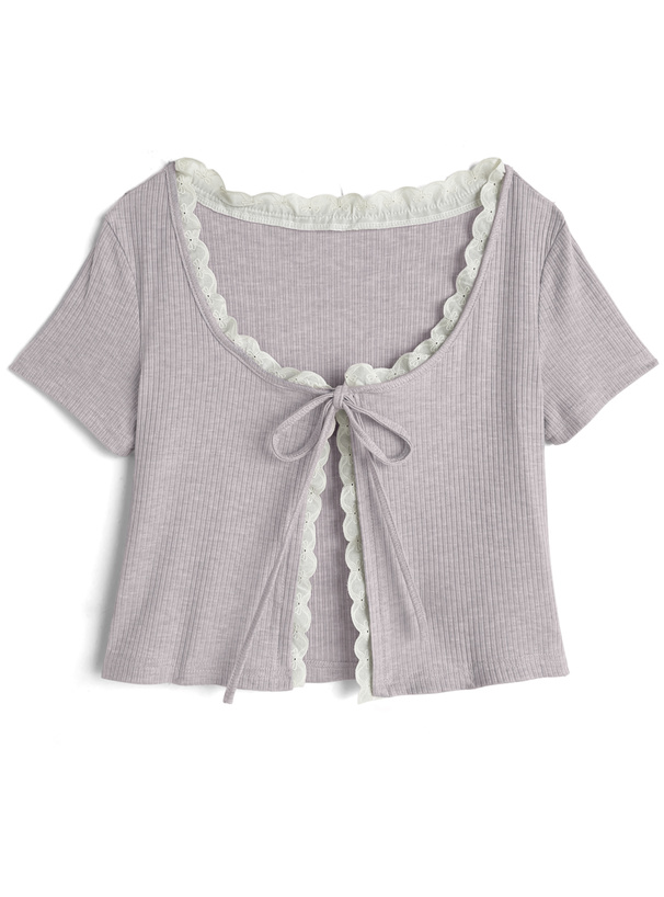 レースリボンカーディガン×リボンキャミソールアンサンブル