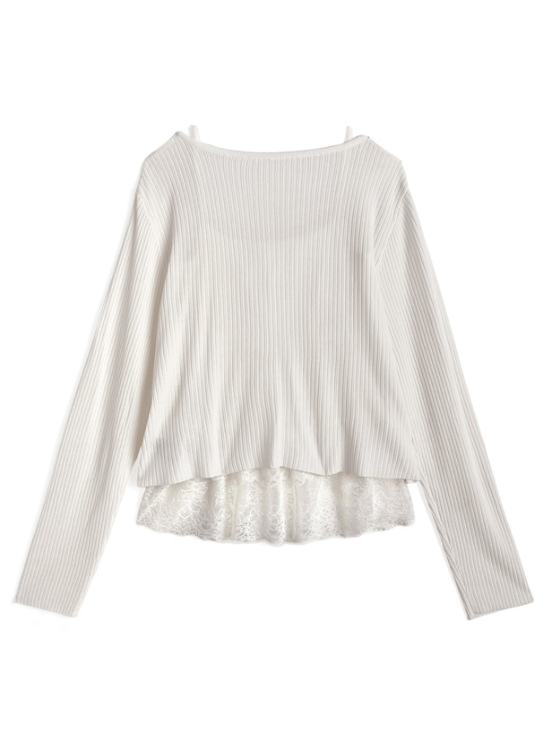 ニットカーディガン×レースキャミソールアンサンブル