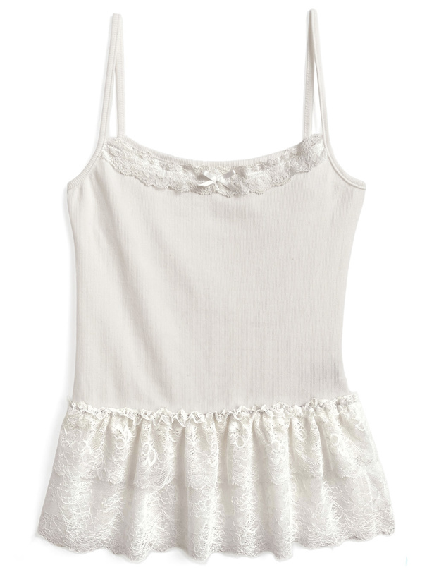 ニットカーディガン×レースキャミソールアンサンブル