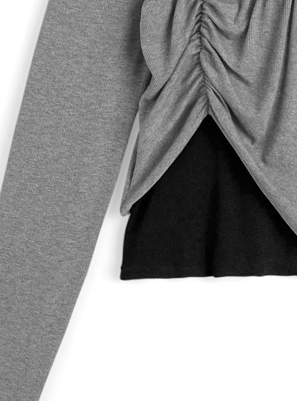 ギャザーアシメトップス×ホルターネックキャミソールアンサンブル