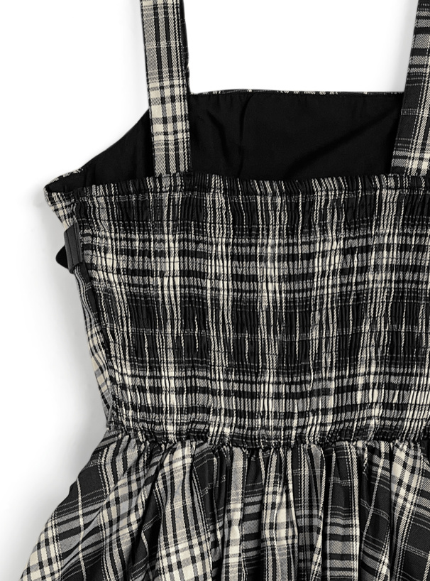 チェック柄ベルトミニワンピース×ショートパンツセットアップ