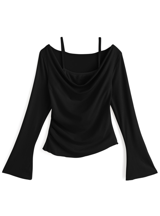 キャミソールレイヤード風オフショルダートップス