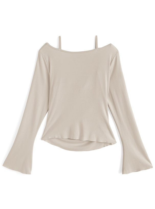 キャミソールレイヤード風オフショルダートップス