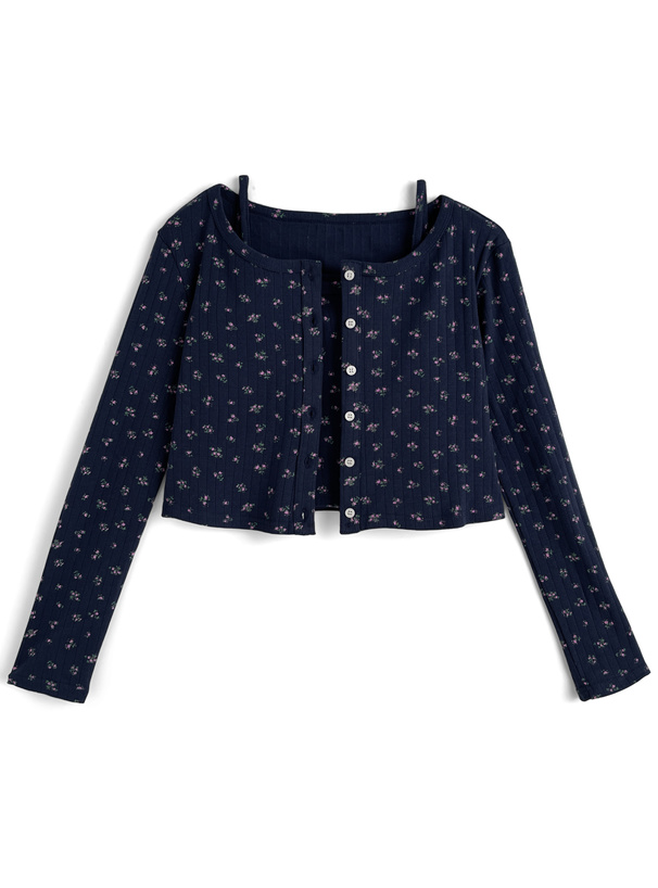 小花柄カーディガン×キャミソールアンサンブル[ac2603]