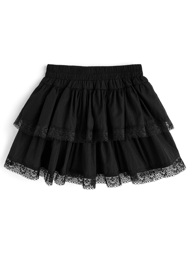 インパン裏地付きレースフリルティアードミニスカート[ac2605]