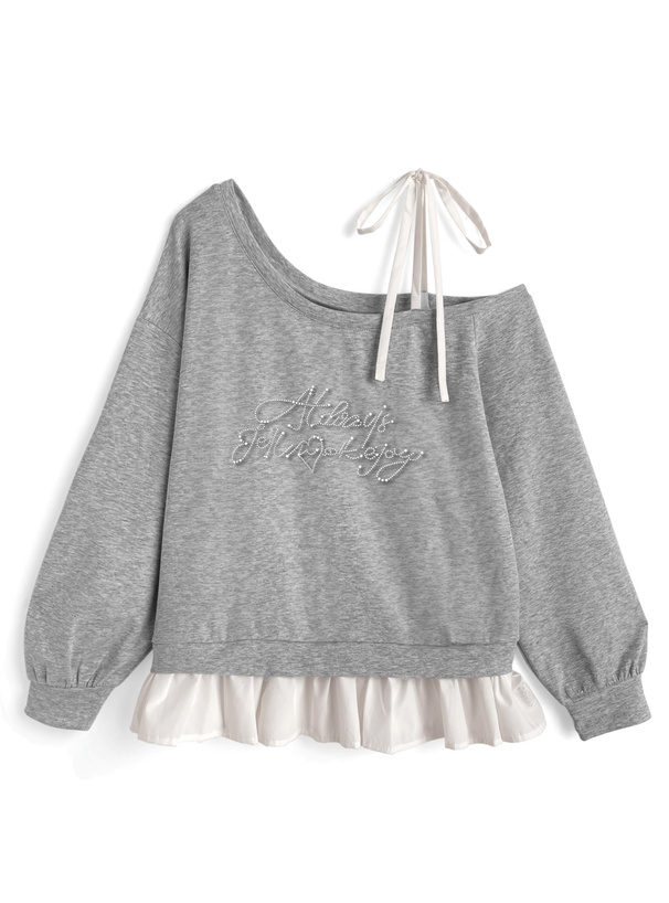 フリル付きオフショルダー トップス グレー GRL オフショルダー フリル グレー トップス - メルカリ