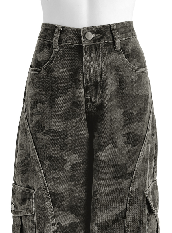 カモフラージュ柄カーゴワイドパンツ[ac2613] | レディース