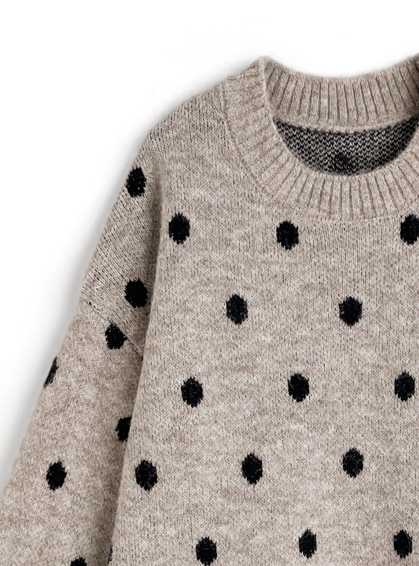 ドット柄ジャガードニットトップス