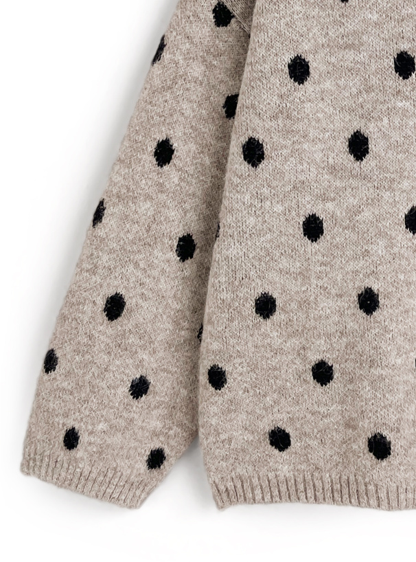 ドット柄ジャガードニットトップス