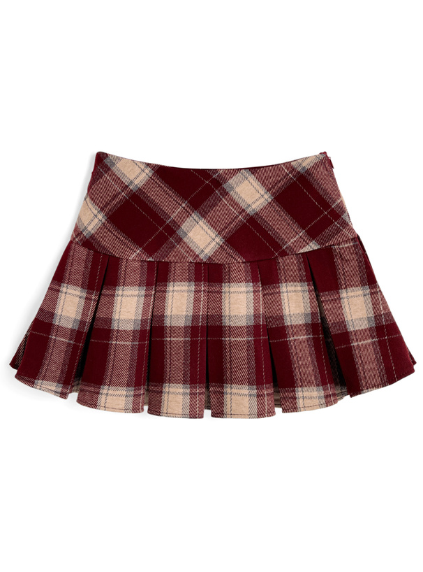 インパン裏地付きチェック柄プリーツミニスカート