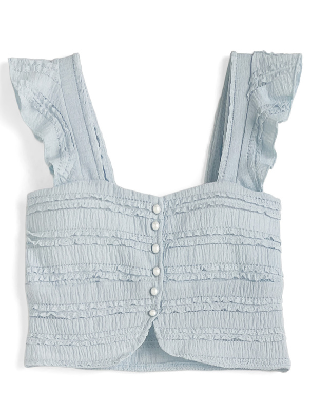 カップ付きフリルトップス×ロングスカートセットアップ