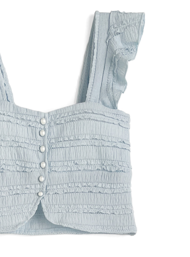 カップ付きフリルトップス×ロングスカートセットアップ