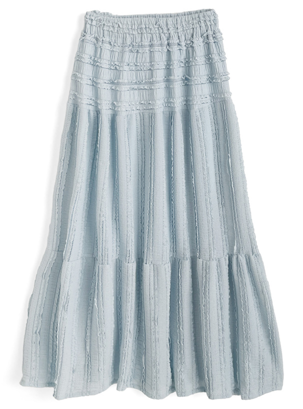 カップ付きフリルトップス×ロングスカートセットアップ