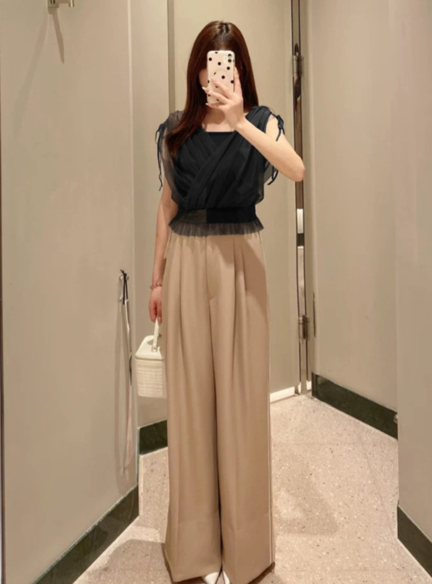 チュールドッキングカシュクールリボントップス